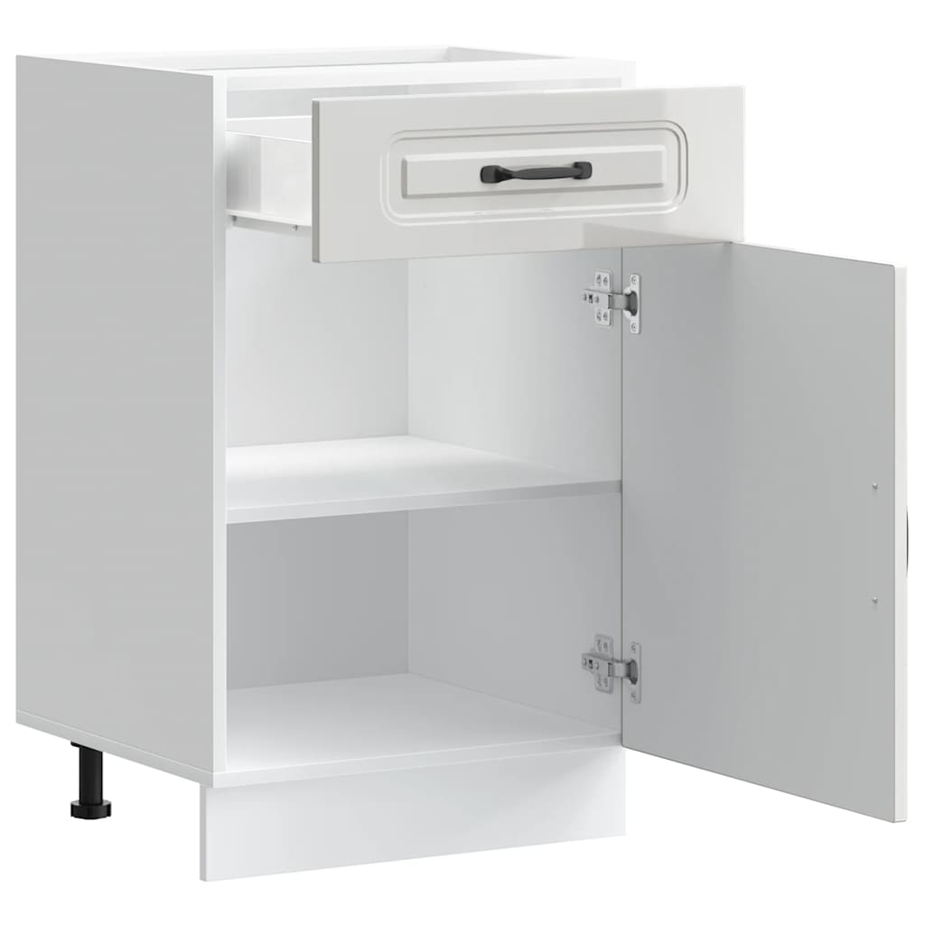 vidaXL Kitchen Base Cabinet Kalmar High Gloss White Engineered Wood