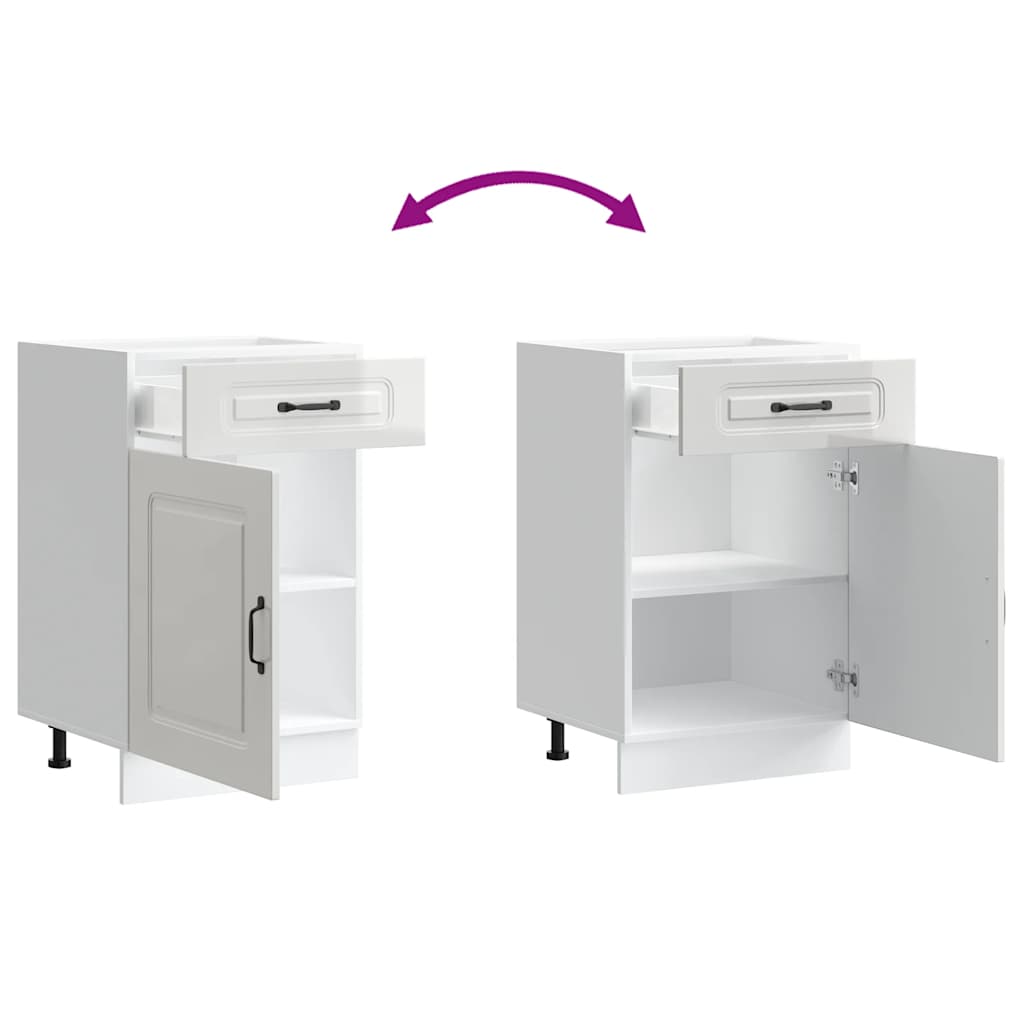 vidaXL Kitchen Base Cabinet Kalmar High Gloss White Engineered Wood