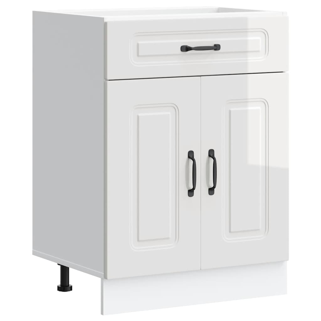 vidaXL Kitchen Base Cabinet "Kalmar" High Gloss White Engineered Wood