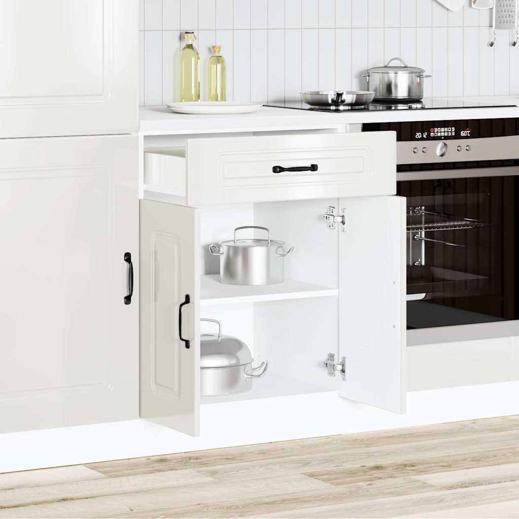 vidaXL Kitchen Base Cabinet "Kalmar" High Gloss White Engineered Wood