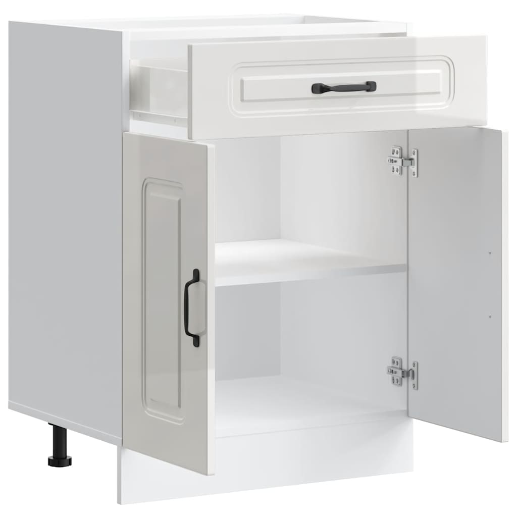 vidaXL Kitchen Base Cabinet "Kalmar" High Gloss White Engineered Wood