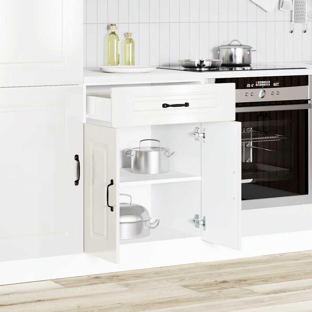 vidaXL Kitchen Base Cabinet "Kalmar" High Gloss White Engineered Wood