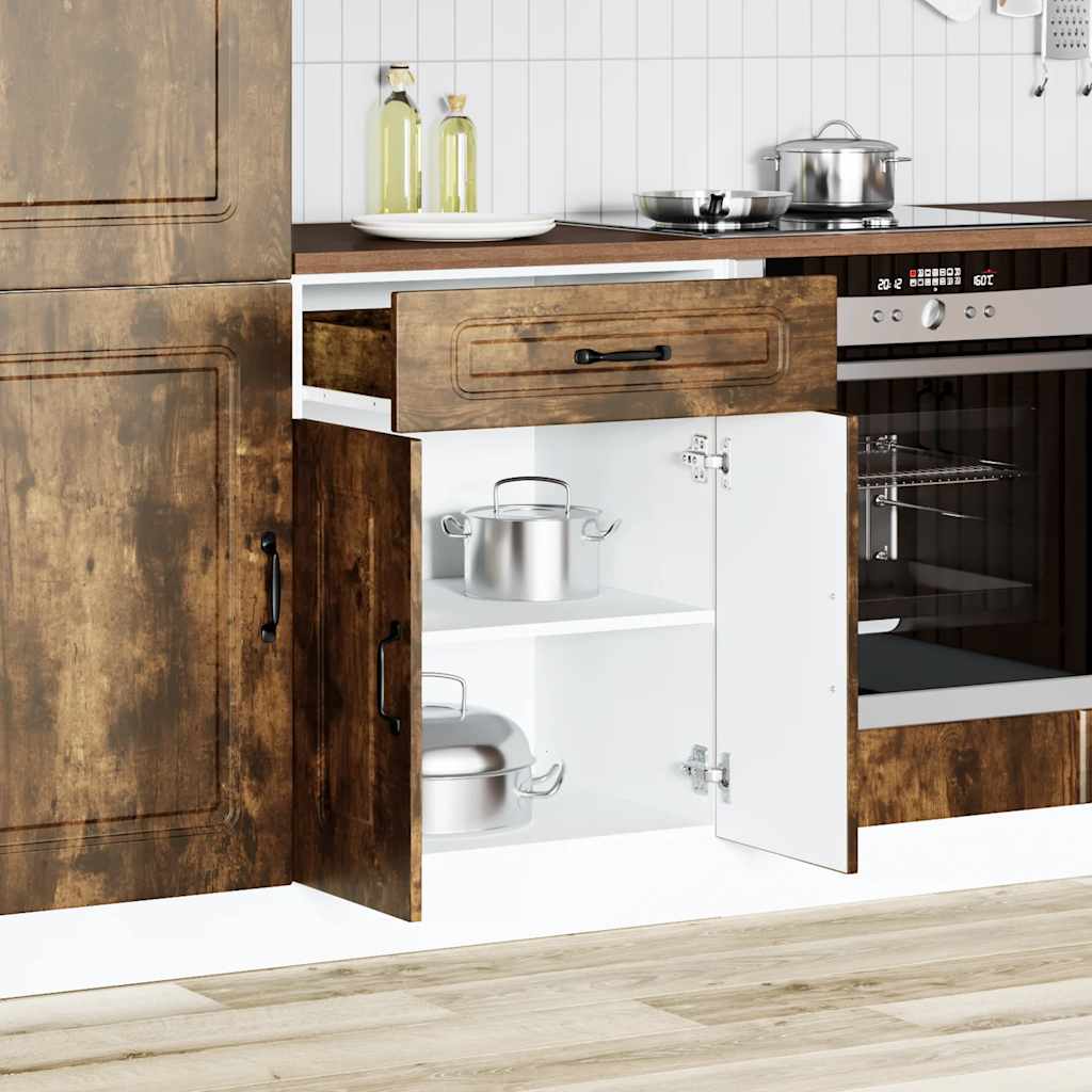 vidaXL Kitchen Base Cabinet "Kalmar" Smoked Oak Engineered Wood