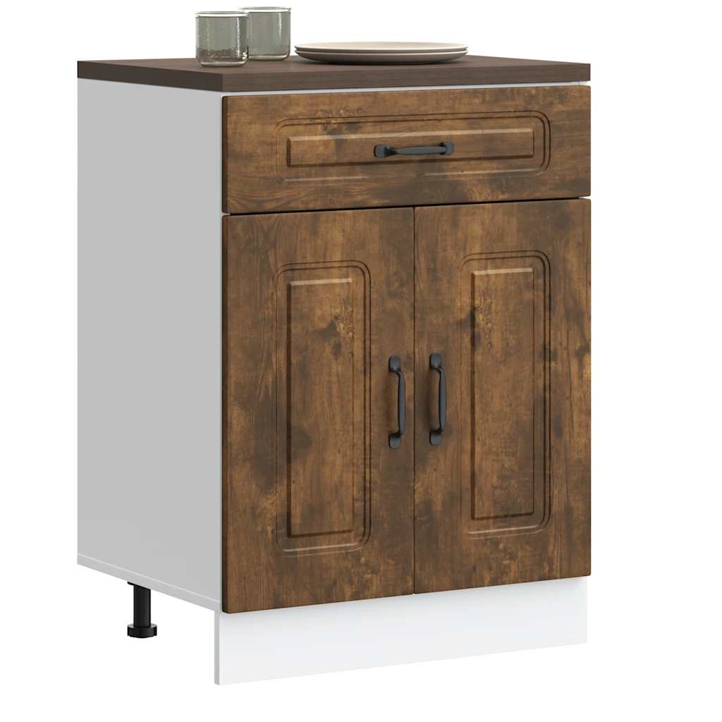 vidaXL Kitchen Base Cabinet "Kalmar" Smoked Oak Engineered Wood