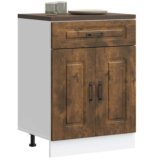 vidaXL Kitchen Base Cabinet "Kalmar" Smoked Oak Engineered Wood