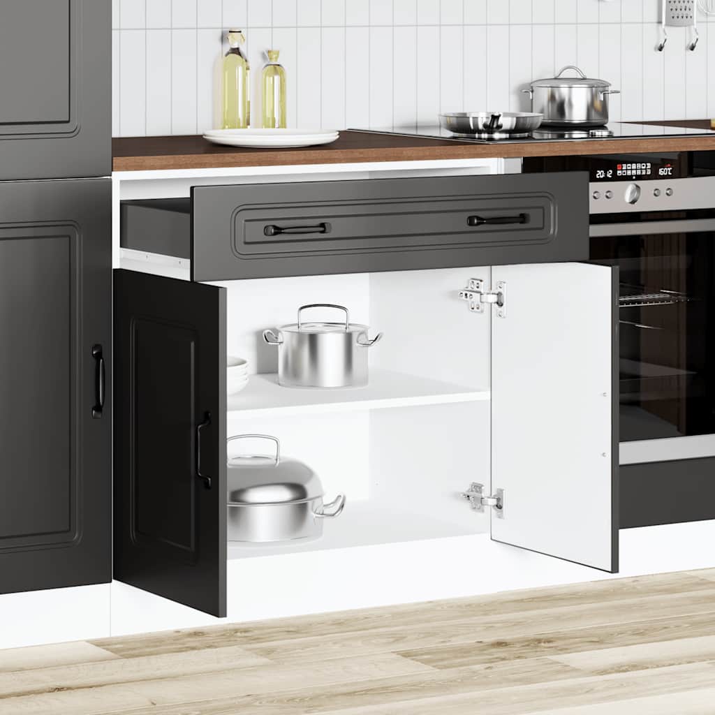 vidaXL Kitchen Base Cabinet "Kalmar" Black Engineered Wood