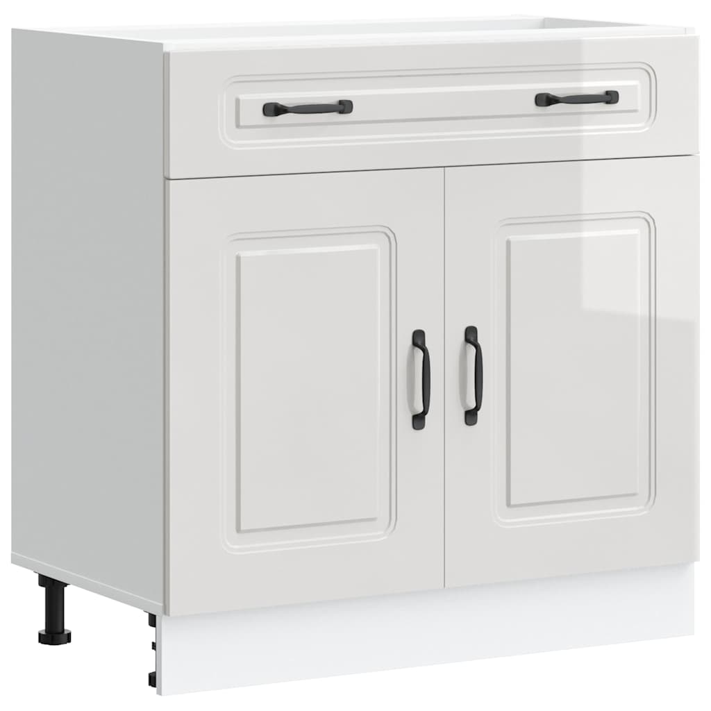 vidaXL Kitchen Base Cabinet "Kalmar" High Gloss White Engineered Wood