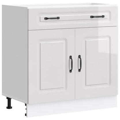 vidaXL Kitchen Base Cabinet "Kalmar" High Gloss White Engineered Wood