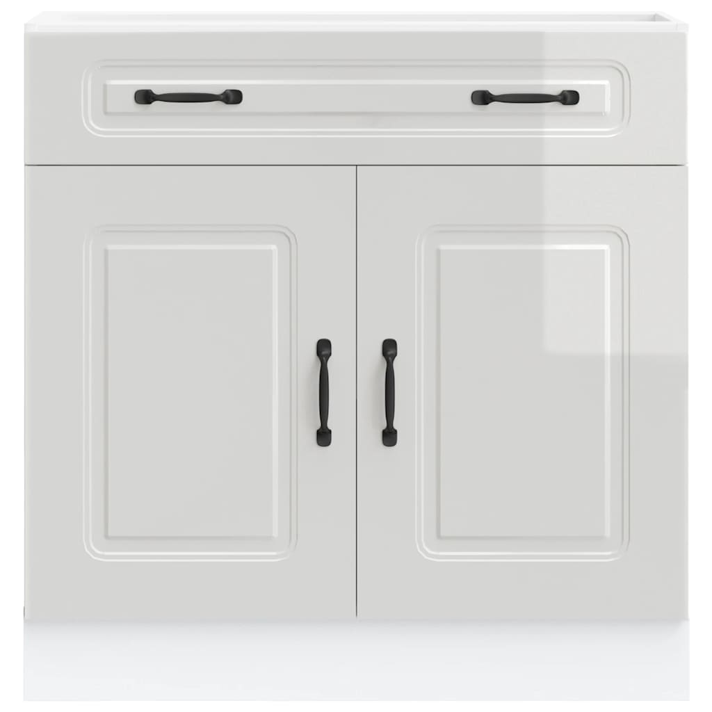 vidaXL Kitchen Base Cabinet "Kalmar" High Gloss White Engineered Wood