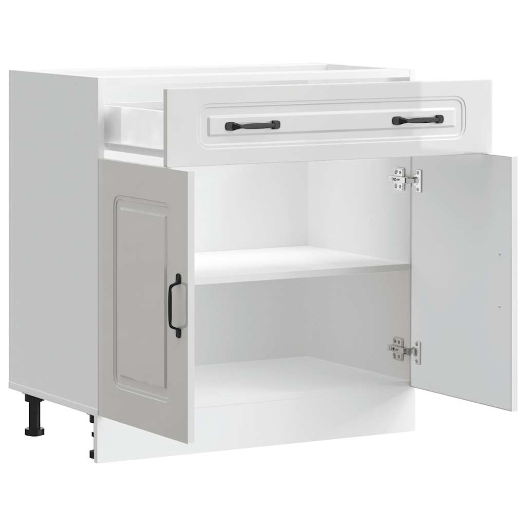 vidaXL Kitchen Base Cabinet Kalmar High Gloss White Engineered Wood