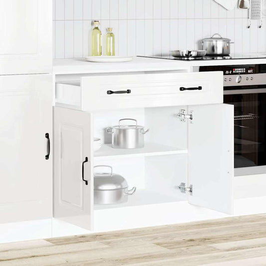 vidaXL Kitchen Base Cabinet "Kalmar" High Gloss White Engineered Wood