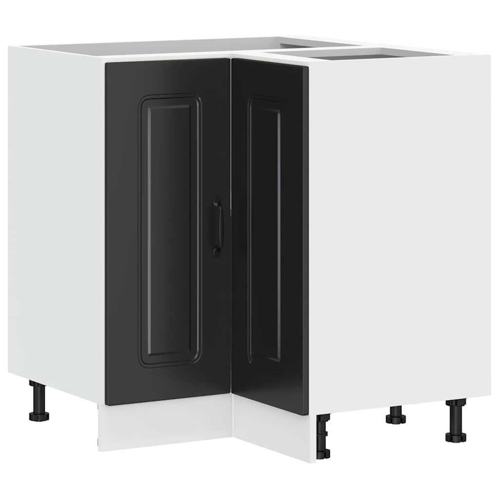 vidaXL Kitchen Corner Base Cabinet Kalmar Black Engineered Wood