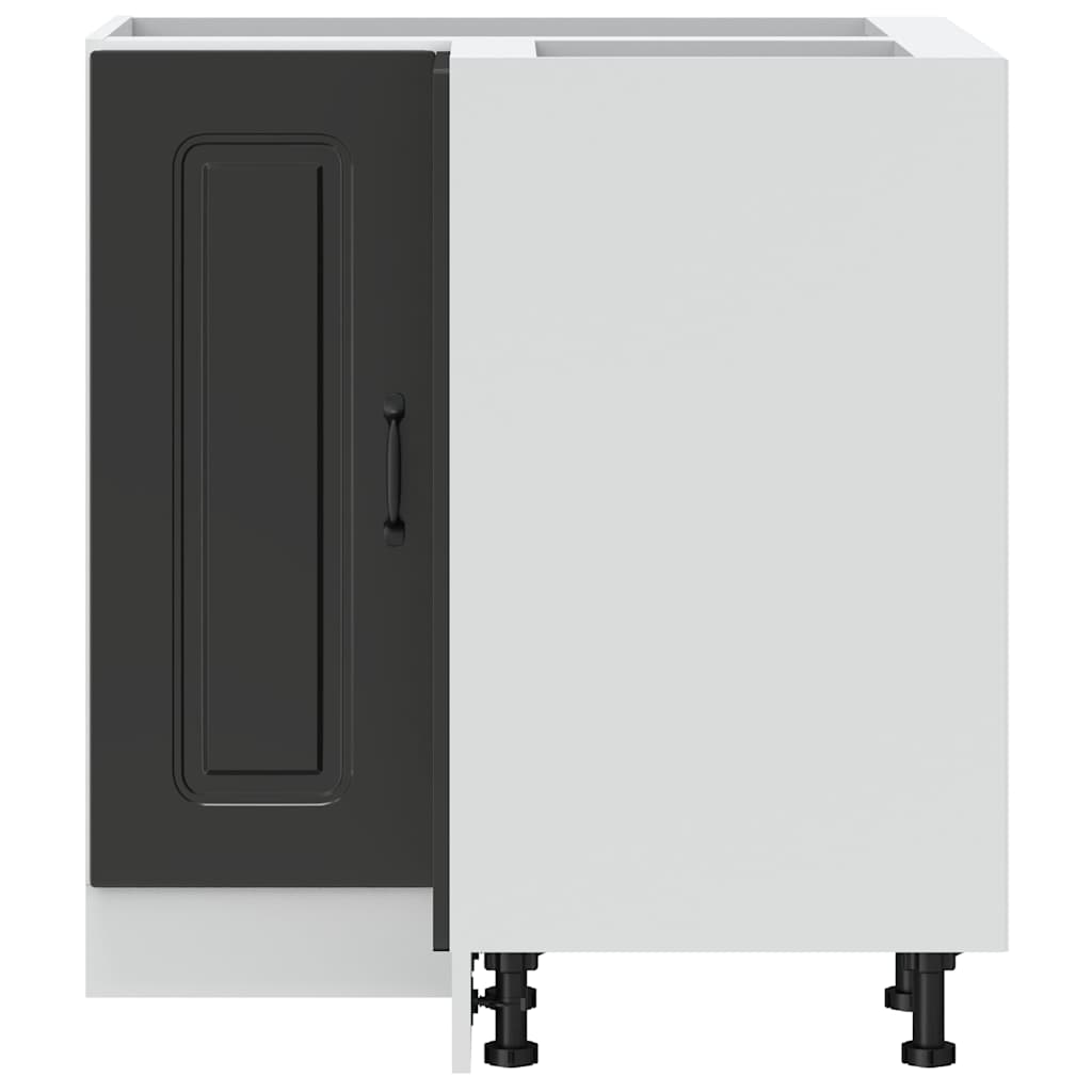vidaXL Kitchen Corner Base Cabinet Kalmar Black Engineered Wood