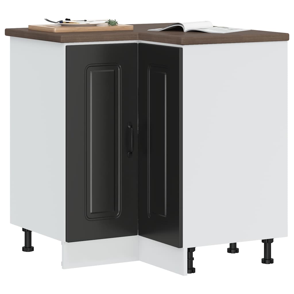 vidaXL Kitchen Corner Base Cabinet "Kalmar" Black Engineered Wood