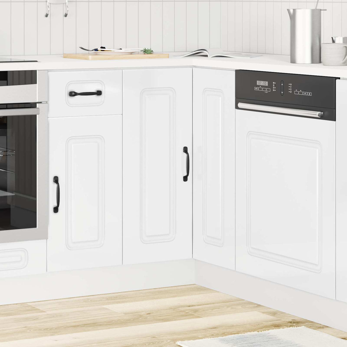 vidaXL Kitchen Corner Base Cabinet "Kalmar" High Gloss White