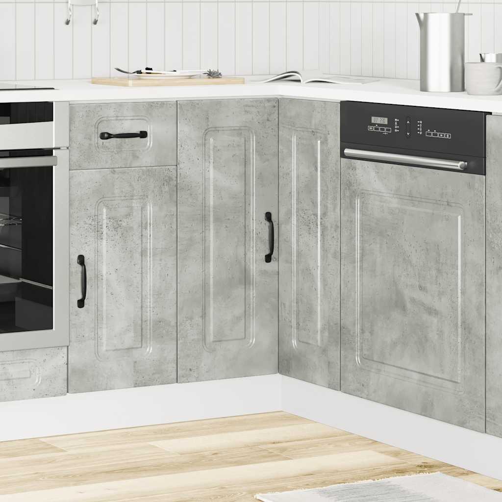 vidaXL Kitchen Corner Base Cabinet "Kalmar" Concrete Grey Engineered Wood