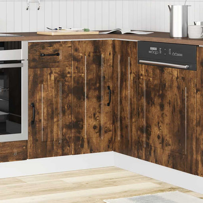 vidaXL Kitchen Corner Base Cabinet "Kalmar" Smoked Oak Engineered Wood