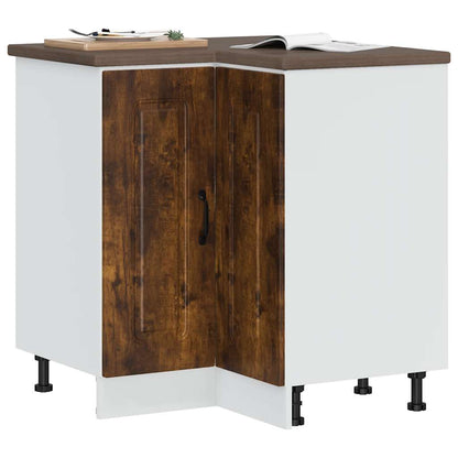 vidaXL Kitchen Corner Base Cabinet "Kalmar" Smoked Oak Engineered Wood