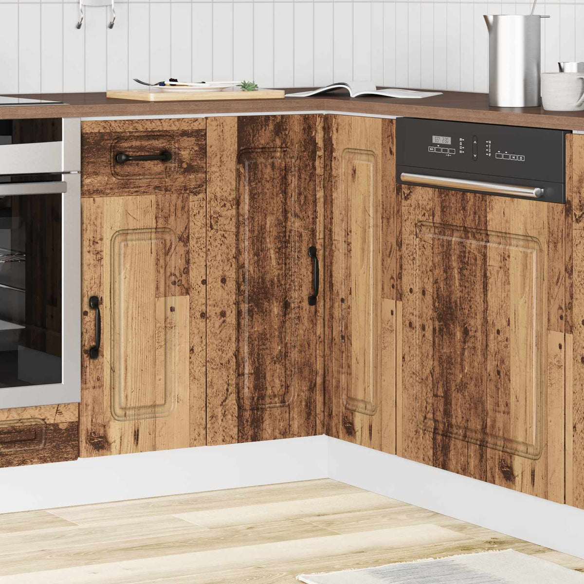 vidaXL Kitchen Corner Base Cabinet "Kalmar" Old Wood Engineered Wood
