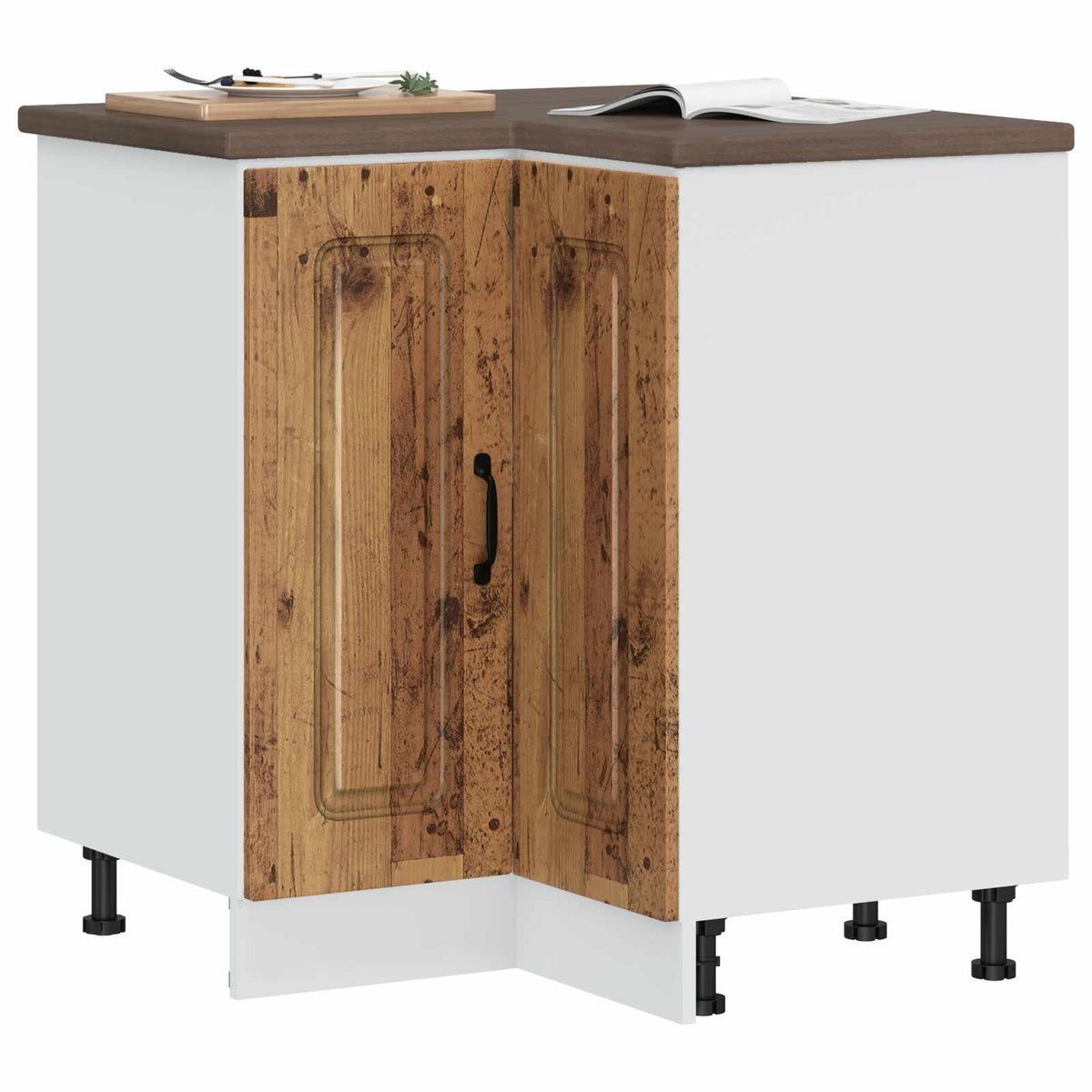 vidaXL Kitchen Corner Base Cabinet "Kalmar" Old Wood Engineered Wood
