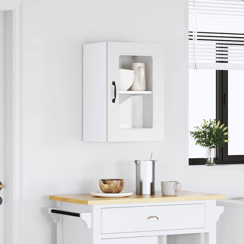 vidaXL Kitchen Wall Cabinet with Glass Door "Kalmar" White Engineered Wood