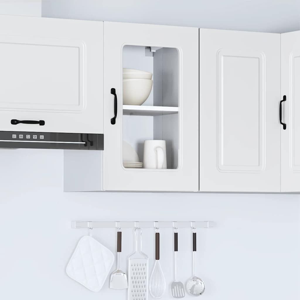 vidaXL Kitchen Wall Cabinet with Glass Door "Kalmar" White Engineered Wood