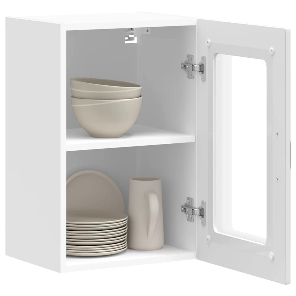 vidaXL Kitchen Wall Cabinet with Glass Door "Kalmar" White Engineered Wood