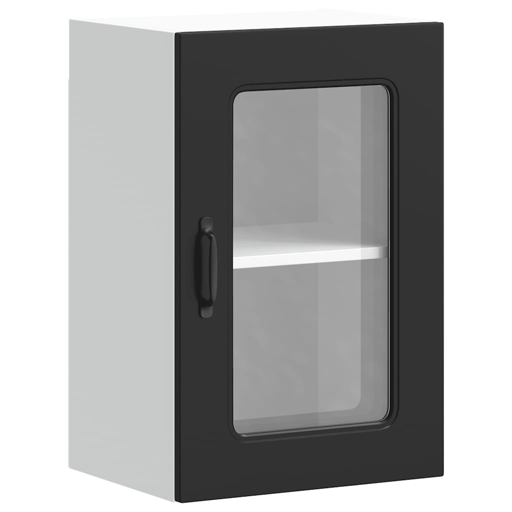 vidaXL Kitchen Wall Cabinet with Glass Door "Kalmar" Black Engineered Wood