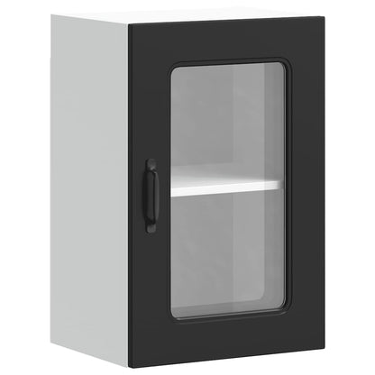 vidaXL Kitchen Wall Cabinet with Glass Door "Kalmar" Black Engineered Wood
