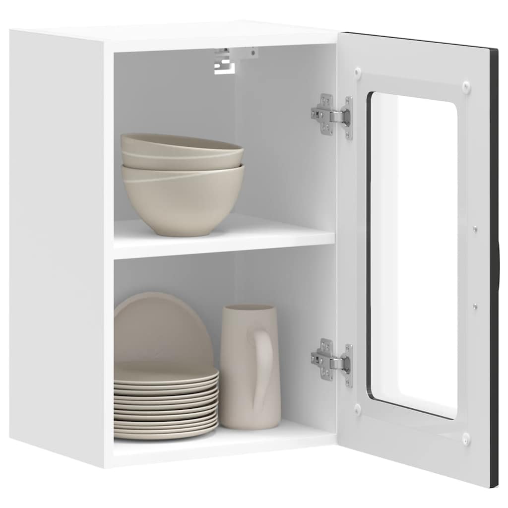 vidaXL Kitchen Wall Cabinet with Glass Door "Kalmar" Black Engineered Wood