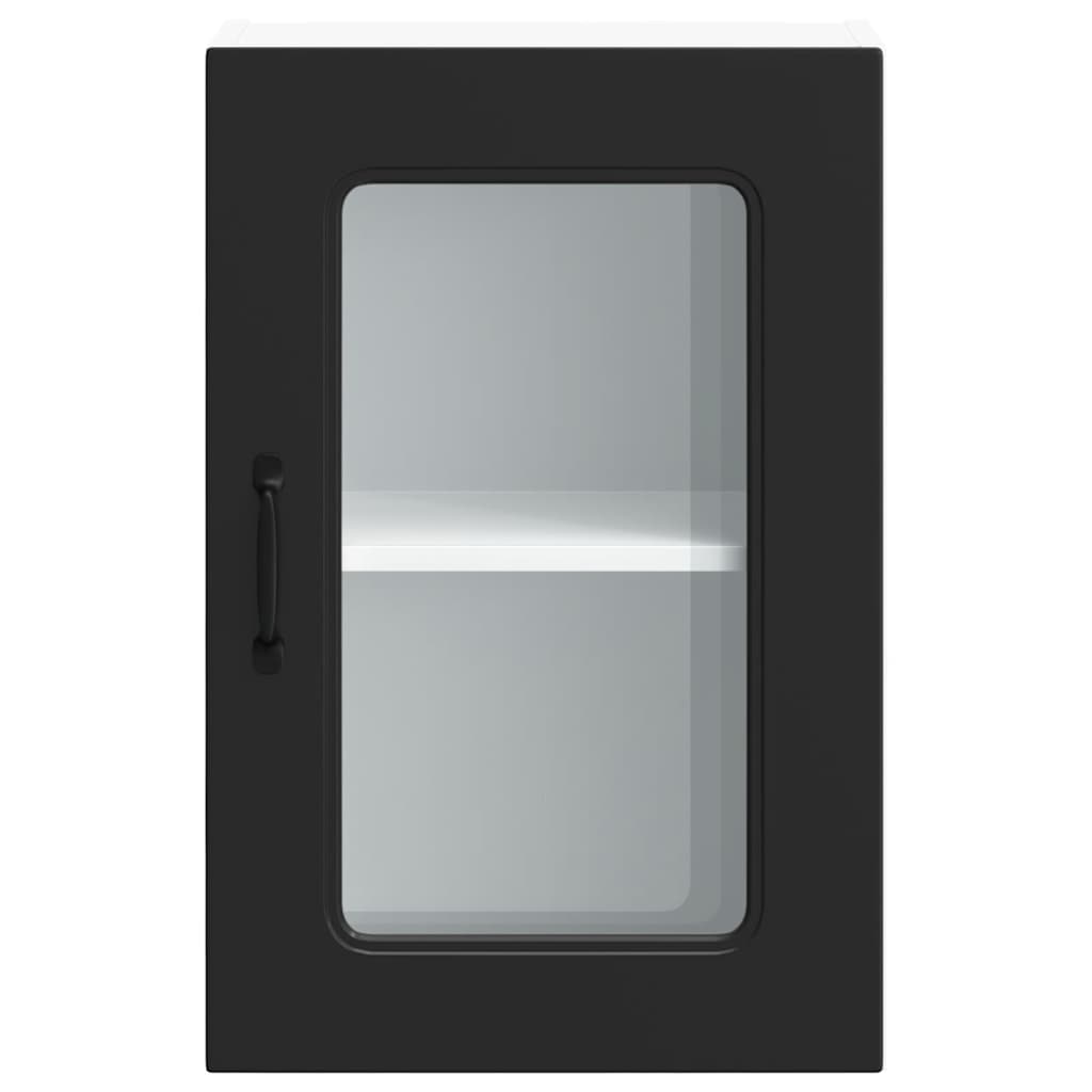 vidaXL Kitchen Wall Cabinet with Glass Door "Kalmar" Black Engineered Wood