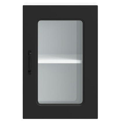 vidaXL Kitchen Wall Cabinet with Glass Door "Kalmar" Black Engineered Wood