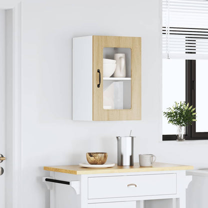 vidaXL Kitchen Wall Cabinet with Glass Door "Kalmar" Sonoma Oak Engineered Wood