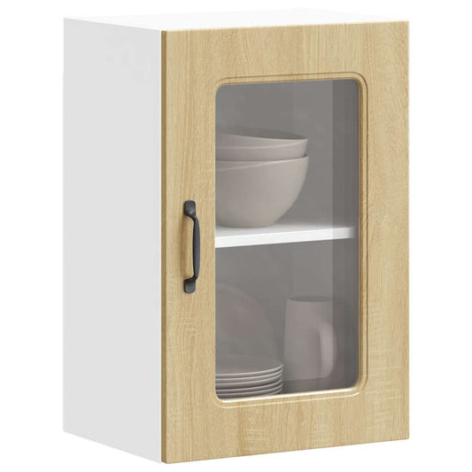 vidaXL Kitchen Wall Cabinet with Glass Door "Kalmar" Sonoma Oak Engineered Wood