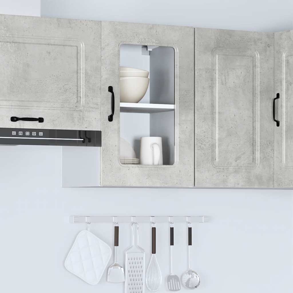 vidaXL Kitchen Wall Cabinet with Glass Door Kalmar Concrete Grey Engineered Wood
