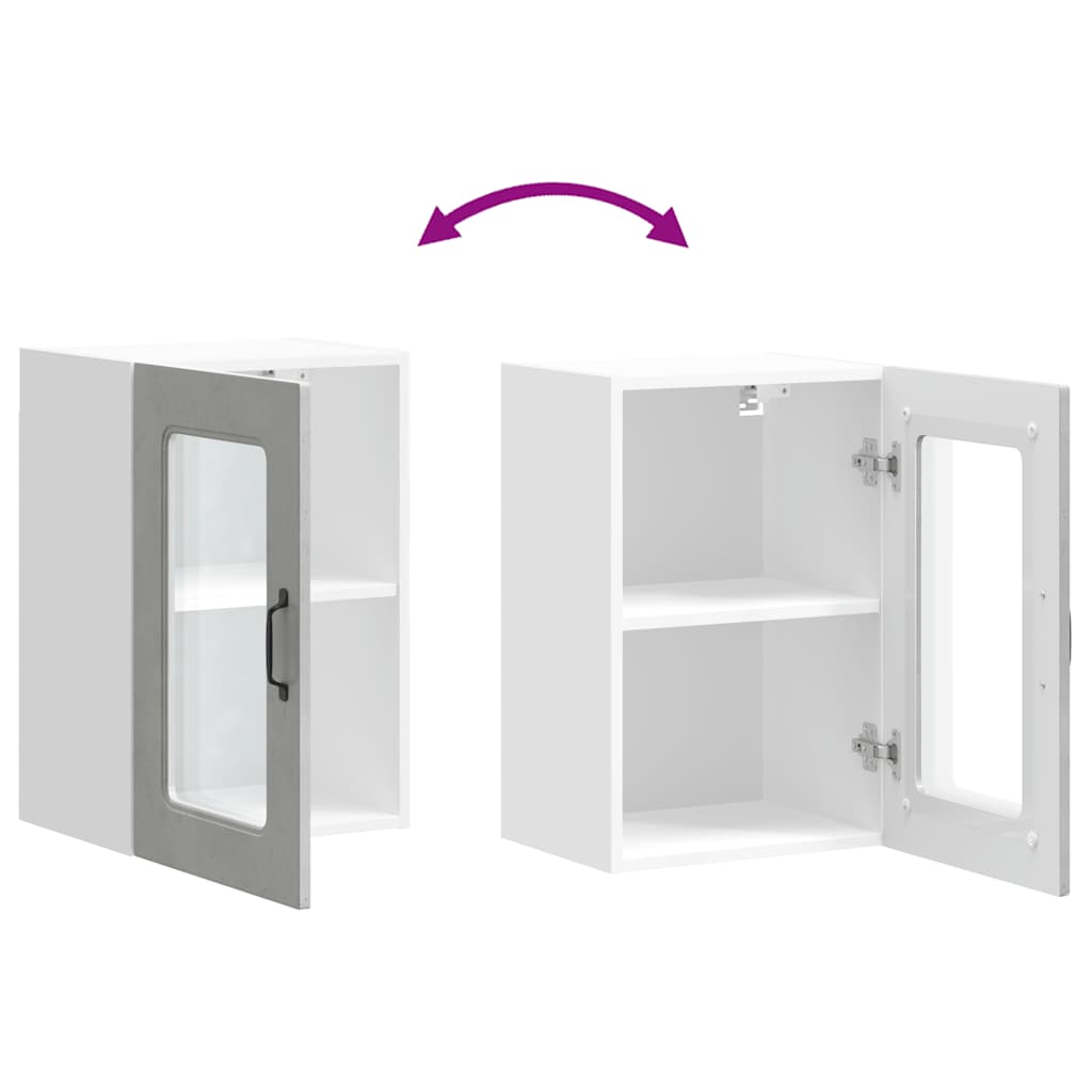 vidaXL Kitchen Wall Cabinet with Glass Door Kalmar Concrete Grey Engineered Wood