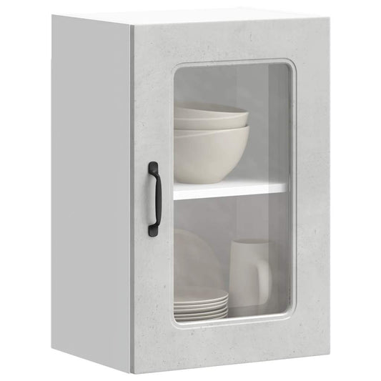 vidaXL Kitchen Wall Cabinet with Glass Door "Kalmar" Concrete Grey Engineered Wood