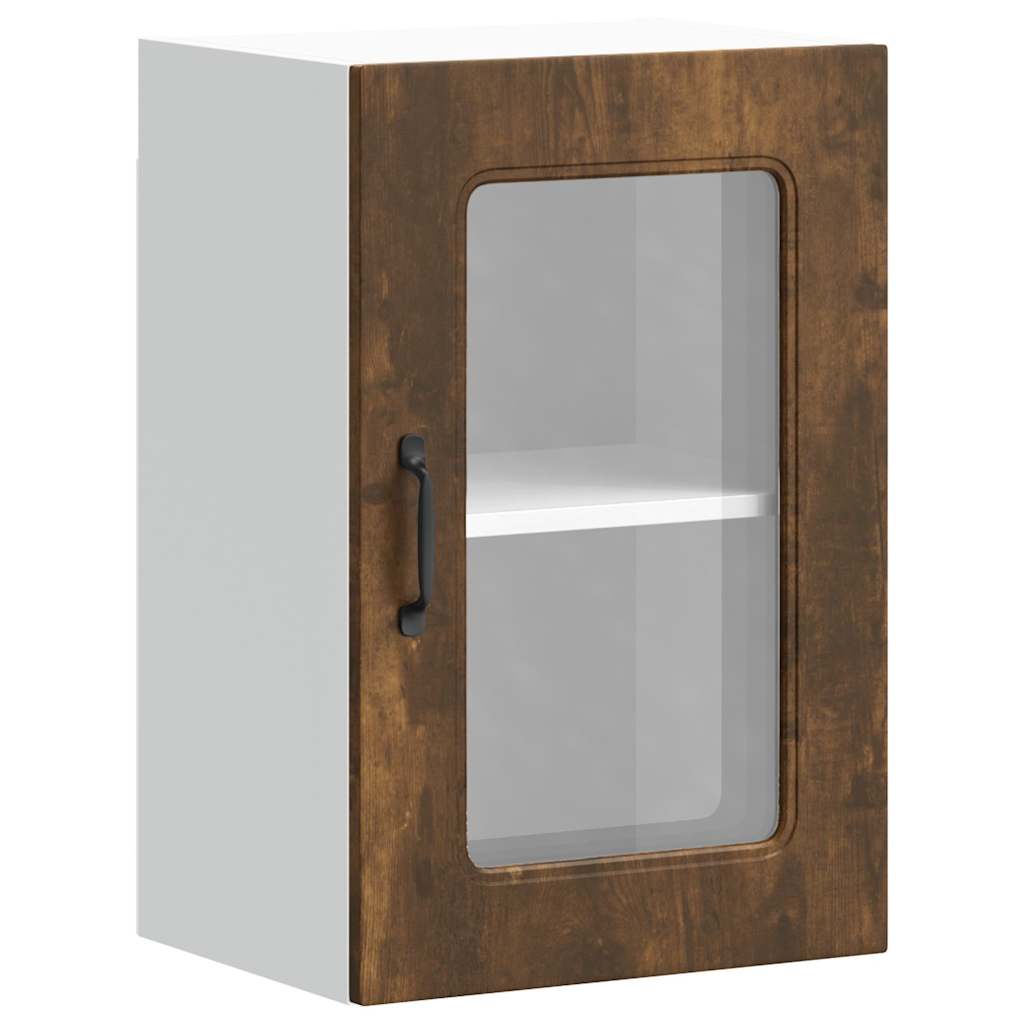 vidaXL Kitchen Wall Cabinet with Glass Door "Kalmar" Smoked Oak Engineered Wood