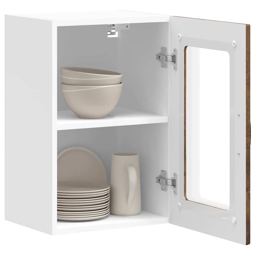 vidaXL Kitchen Wall Cabinet with Glass Door Kalmar Smoked Oak Engineered Wood