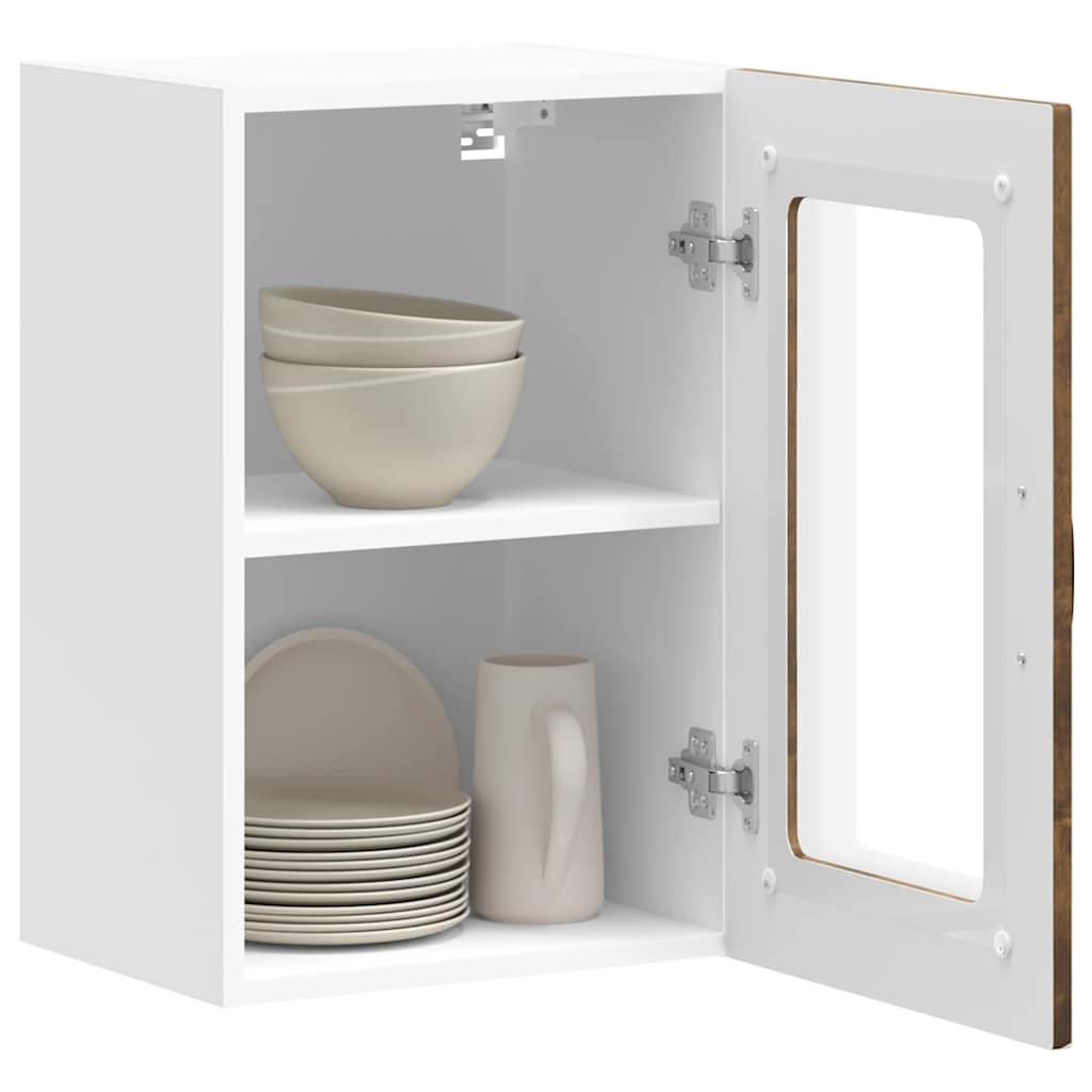 vidaXL Kitchen Wall Cabinet with Glass Door "Kalmar" Smoked Oak Engineered Wood