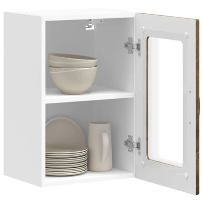 vidaXL Kitchen Wall Cabinet with Glass Door "Kalmar" Smoked Oak Engineered Wood