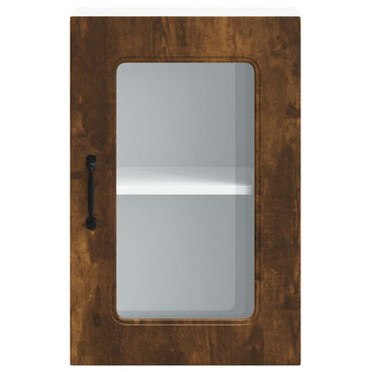 vidaXL Kitchen Wall Cabinet with Glass Door Kalmar Smoked Oak Engineered Wood