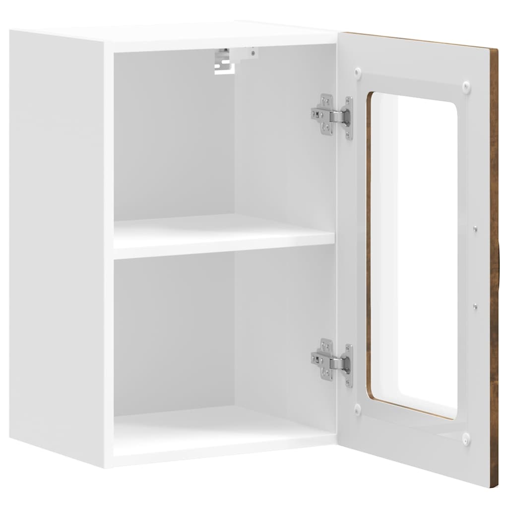 vidaXL Kitchen Wall Cabinet with Glass Door "Kalmar" Smoked Oak Engineered Wood