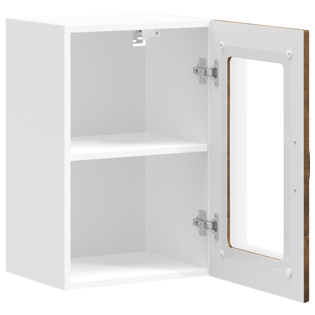 vidaXL Kitchen Wall Cabinet with Glass Door Kalmar Smoked Oak Engineered Wood