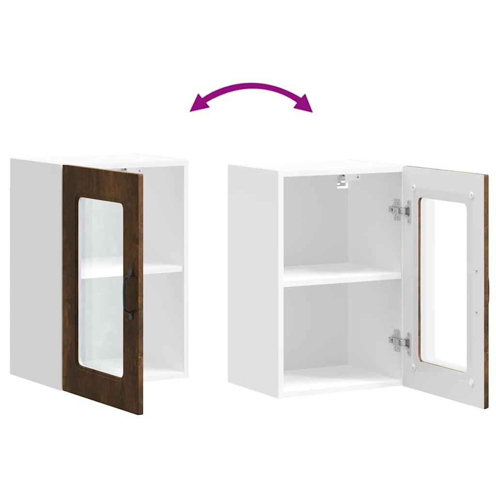 vidaXL Kitchen Wall Cabinet with Glass Door "Kalmar" Smoked Oak Engineered Wood