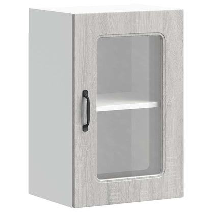 vidaXL Kitchen Wall Cabinet with Glass Door Kalmar Grey Sonoma Engineered Wood
