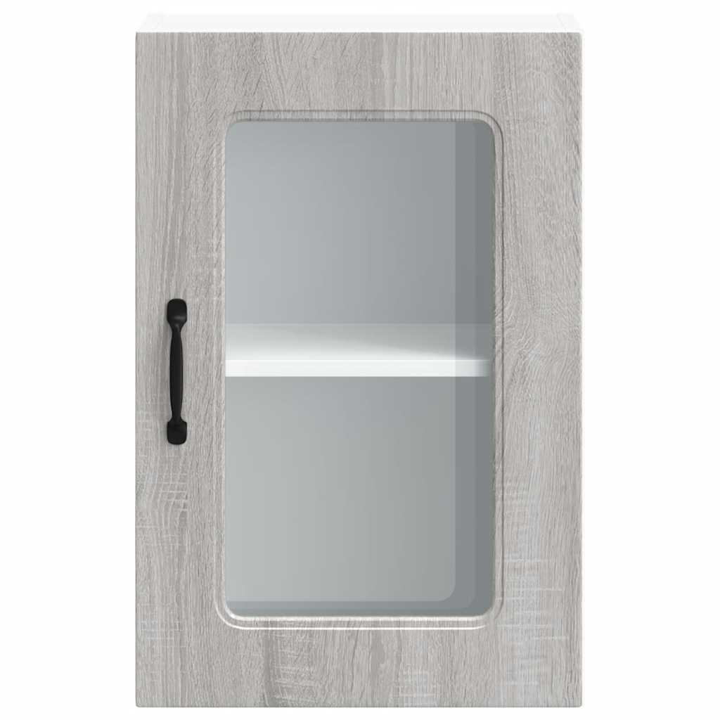 vidaXL Kitchen Wall Cabinet with Glass Door Kalmar Grey Sonoma Engineered Wood