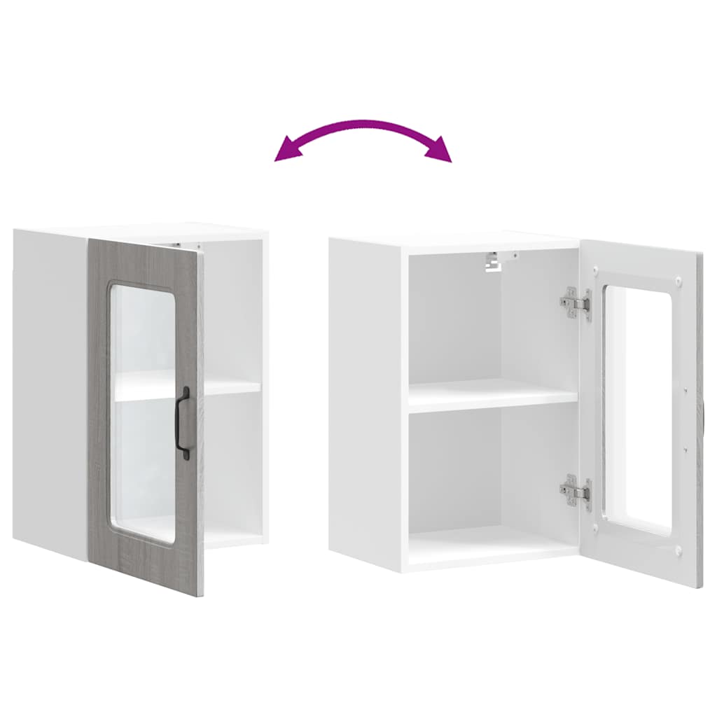 vidaXL Kitchen Wall Cabinet with Glass Door Kalmar Grey Sonoma Engineered Wood