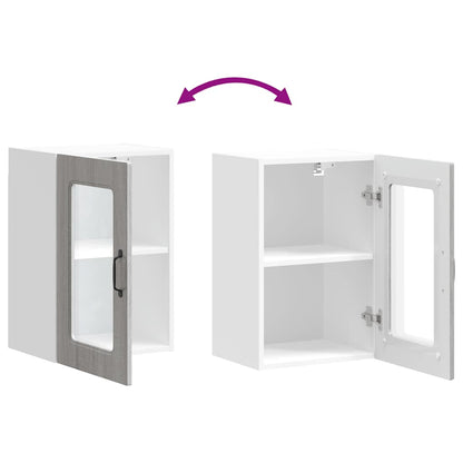 vidaXL Kitchen Wall Cabinet with Glass Door Kalmar Grey Sonoma Engineered Wood