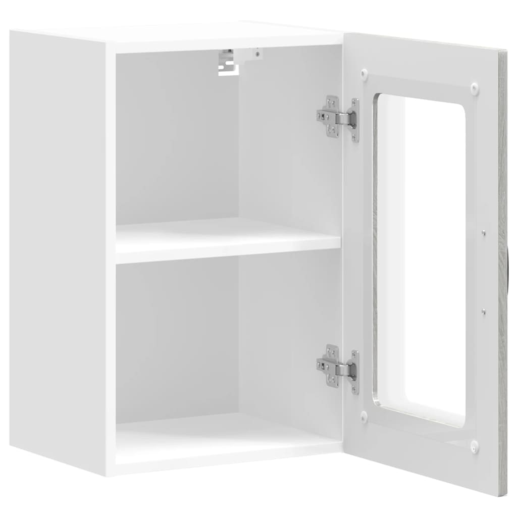 vidaXL Kitchen Wall Cabinet with Glass Door Kalmar Grey Sonoma Engineered Wood